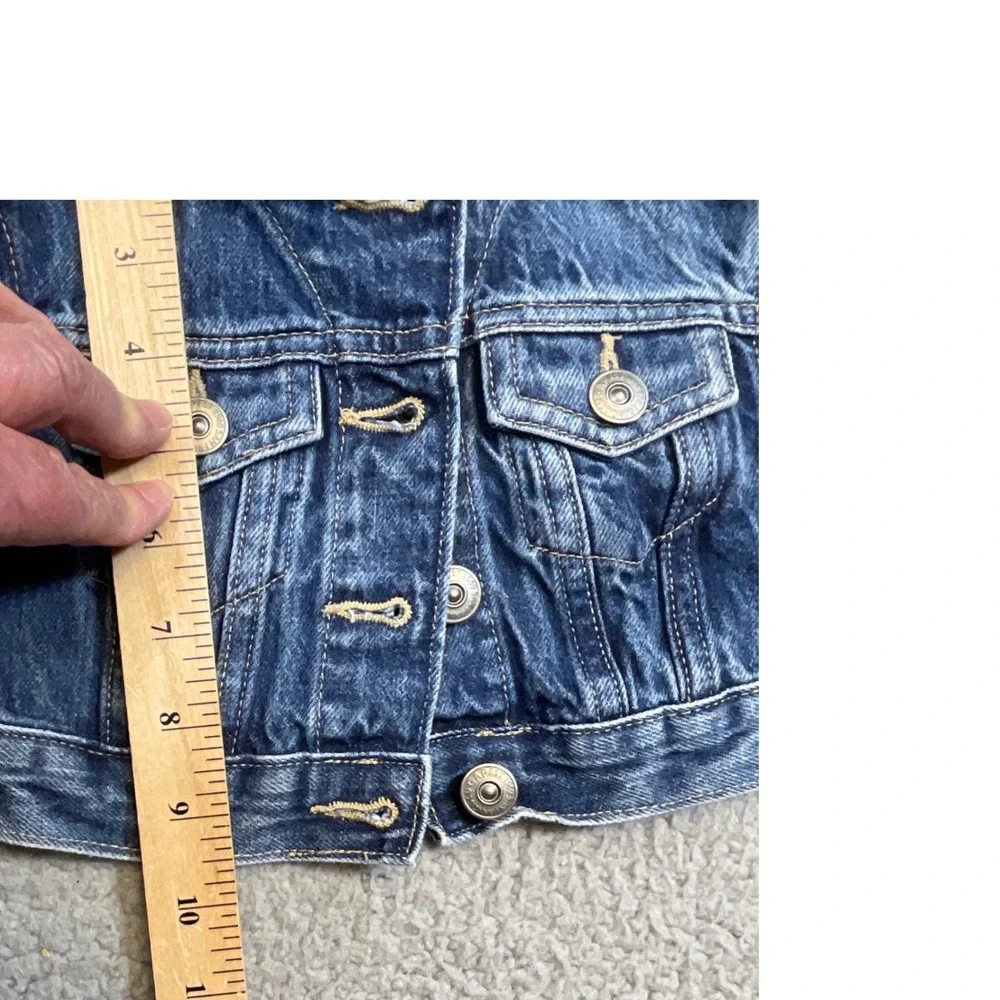Gap Denim Trucker Jacket Kids 12-18 Months Blue Excellent Cotton Cropped Wash